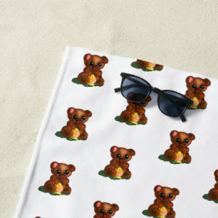 Cute Honey Bear Beach Towel