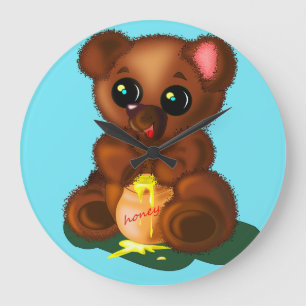 Cute Honey Bear Wall Clock Customizab;e