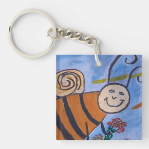 Cute Honey Bee Acrylic Key Ring