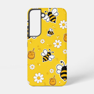 Cute Honey Bee and Daisy Pattern Bright Yellow Samsung Galaxy Case