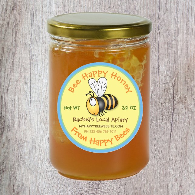 Cute honey bee apairy label cartoon illustration (Start a buzz with these cute bee honey labels to make your product shine.)