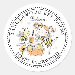 Cute Honey Bee Apiary Beekeeper Honey Products Classic Round Sticker