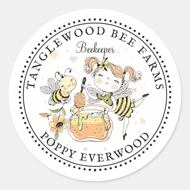 Cute Honey Bee Apiary Beekeeper Honey Products  Classic Round Sticker (Front)