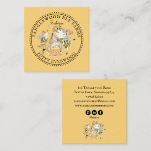 Cute Honey Bee Apiary Beekeeper Honey Products  Square Business Card