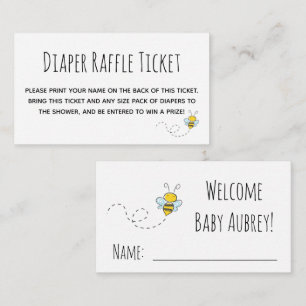 Cute Honey Bee Baby Shower Diaper Raffle Ticket Enclosure Card