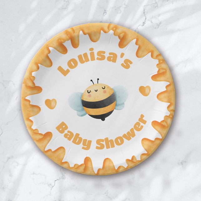 Cute Honey Bee Baby Shower Paper Plate (Creator Uploaded)