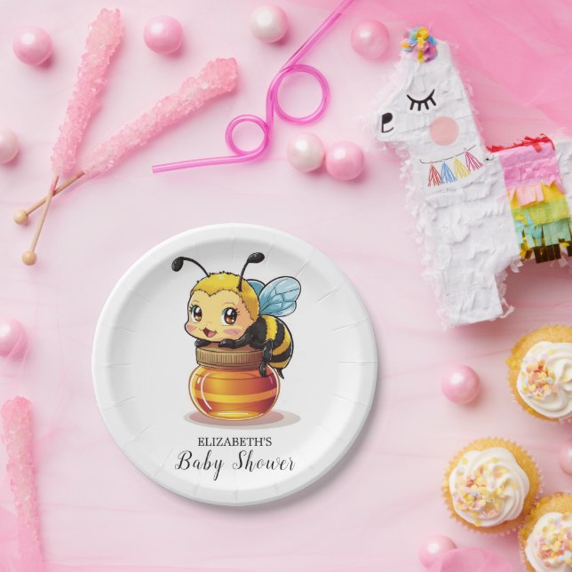 Cute Honey Bee Baby Shower Paper Plate (Party)