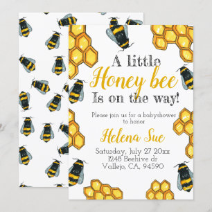 Cute honey bee babyshower invitation