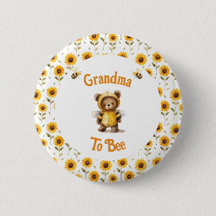 Cute Honey Bee Bear Ba-Bee Shower 6 Cm Round Badge