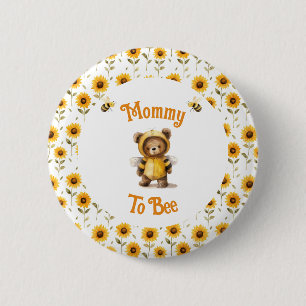 Cute Honey Bee Bear Ba-Bee Shower 6 Cm Round Badge