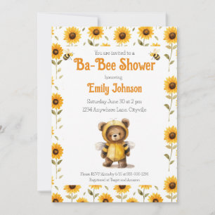Cute Honey Bee Bear Ba-Bee Shower Invitation