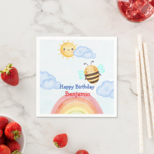 Cute honey bee Bee Birthday Party Napkin