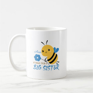 Cute Honey Bee Big Sister Custom Name Coffee Mug