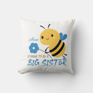 Cute Honey Bee Big Sister Name Custom Cushion
