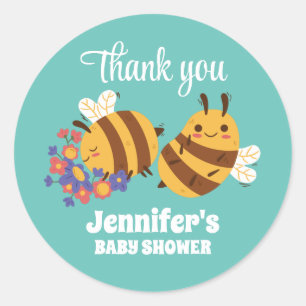 Cute Honey Bee Birthday Party Baby Shower Classic Round Sticker