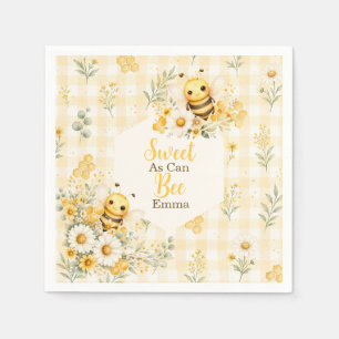 Cute Honey Bee Daisy Floral Gingham Napkin