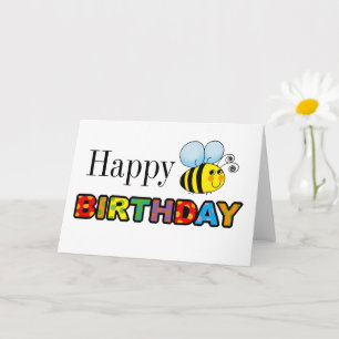 cute honey bee happy birthday card