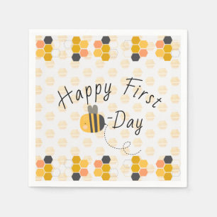 Cute Honey Bee Honeycomb First Bee Day Birthday Napkin