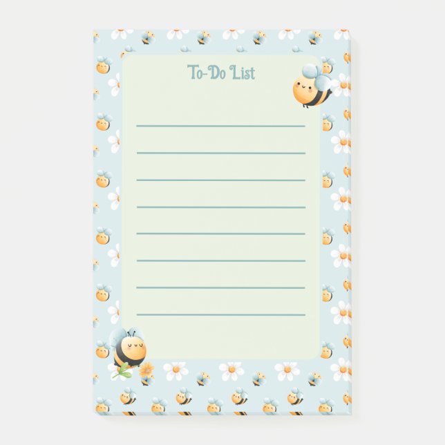 Cute Honey Bee Kids To-Do-List Post-it Notes (Front)