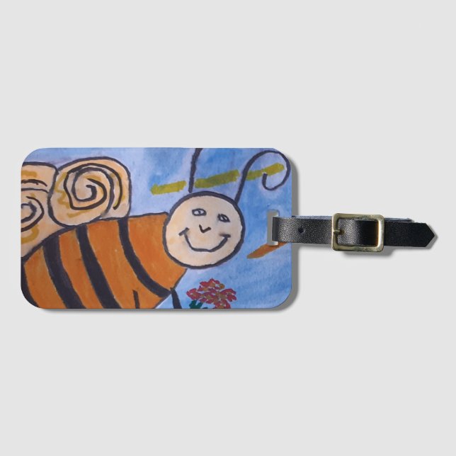 Cute Honey Bee Luggage Tag (Front Horizontal)