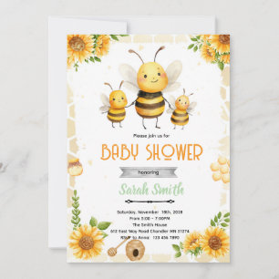 Cute honey bee party theme invitation
