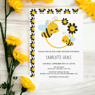 Cute Honey Bee Personalised Baby Shower Invitation