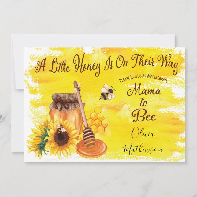 Cute Honey Bee Rustic Gender Neutral Baby Shower Invitation (Front)