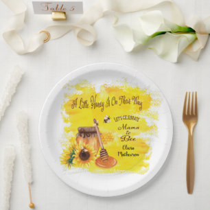 Cute Honey Bee Rustic Greenery Baby Shower Paper Plate