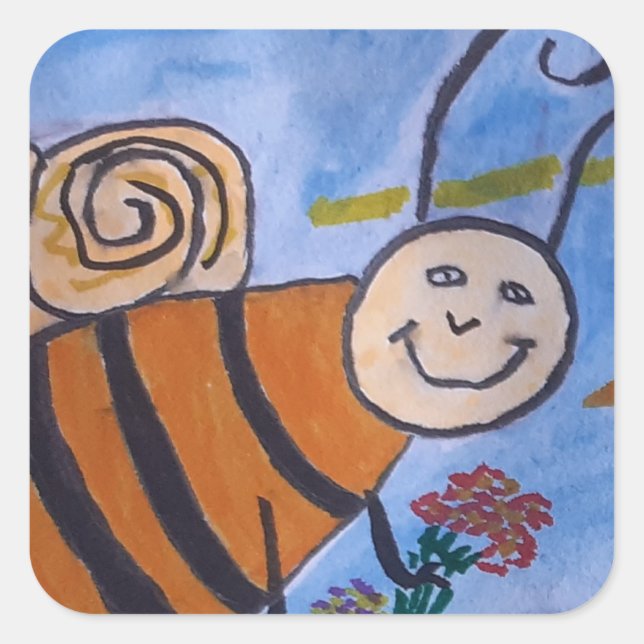 Cute Honey Bee Square Sticker (Front)