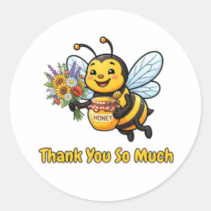 Cute Honey Bee Thank You So Much Design Classic Round Sticker
