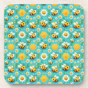 Cute Honey Bees and Daisies Coaster
