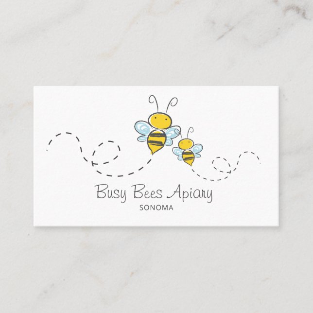 Cute Honey Bees Apiary Beekeeper Farm Business Card (Front)