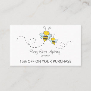 Cute Honey Bees Beekeeper Apiary Discount Card