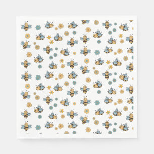 Cute Honey Bees & Floral Wildflowers Napkin