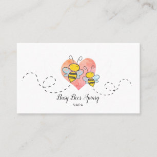 Cute Honey Bees Pink Heart Apiary Beekeeper Business Card