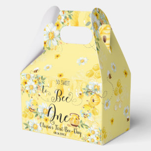 Cute Honey Bees Yellow Floral 1st Birthday One Favour Box