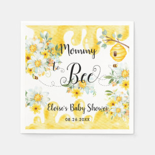 Cute Honey Bees Yellow Floral Baby Shower Napkin