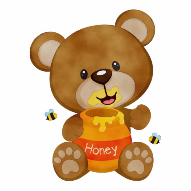 Cute Honey Bumblebee Teddy Bear Baby Shower  Standing Photo Sculpture (Front)