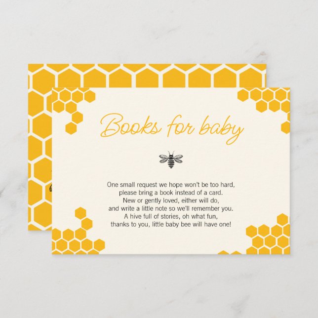 Cute Honey Mommy to Bee Baby Shower Books for Baby Enclosure Card (Front/Back)