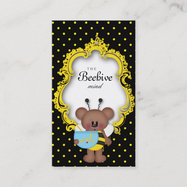 Cute Honey Pot Bee Hive Polka Dot Business Card (Front)