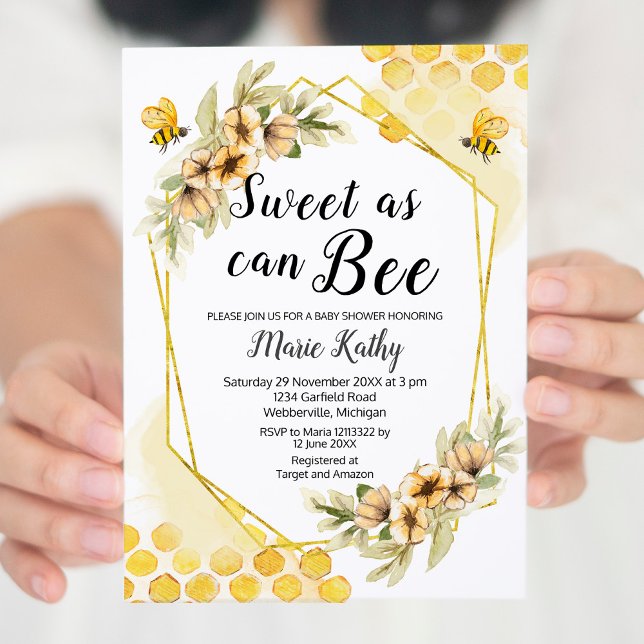 Cute Honey Sweet As Can Bee Baby Shower Invitation (Creator Uploaded)