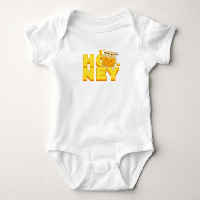 Cute honey text design baby bodysuit (Front)