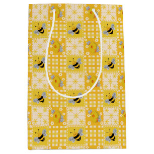 Cute Honeybee and Bee Hives Medium Gift Bag