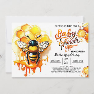 Cute Honeybee Girl Baby Shower Invitation