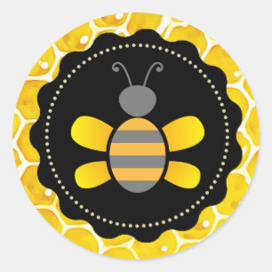 Cute Honeybee Honeycomb Black and Yellow Stickers