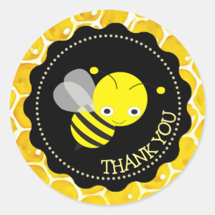Cute Honeybee Honeycomb Thank You Stickers
