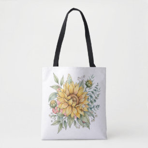 Cute Honeybee Sunflower Watercolor Garden toteBags Tote Bag