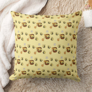Cute Honeybee with Sweet Honey Throw Pillow