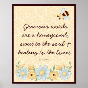 Cute Honeycomb and Bee Bible Verse Poster