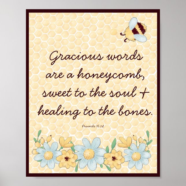 Cute Honeycomb and Bee Bible Verse Poster (Front)